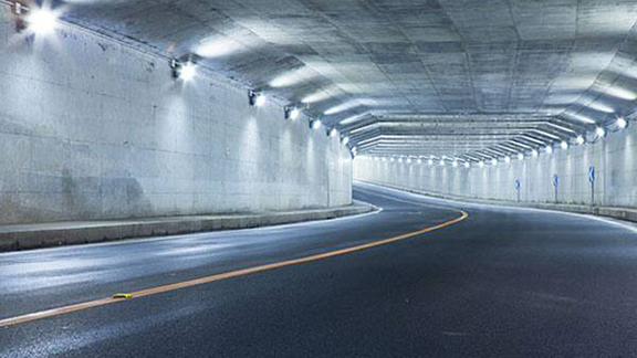 Interior of a highway inside a tunnel
