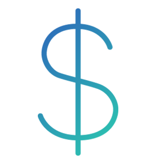 Blue line drawing of the Dollar sign