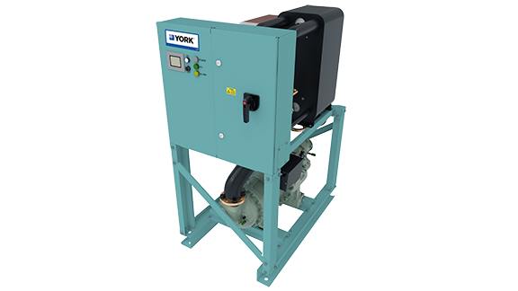 A YORK YCSE water-cooled chiller on a white background