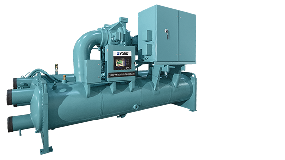 A YORK YK turbo compressor on a white background