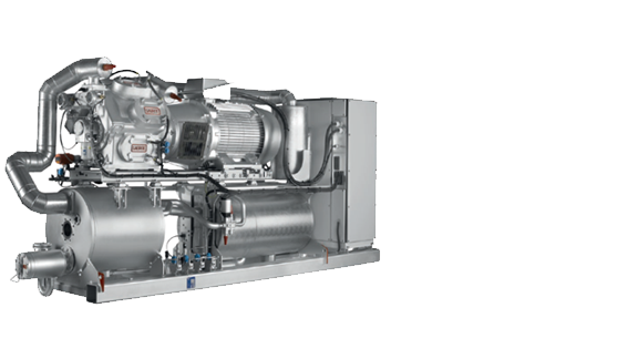 A HeatPAC single-stage high-pressure ammonia heat pump on a white background