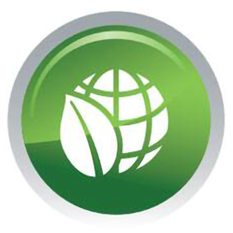 Icon of a leaf and  the earth enclosed in a circle