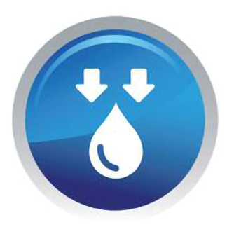 Icon of a water droplet with a downward arrow enclosed in a circle