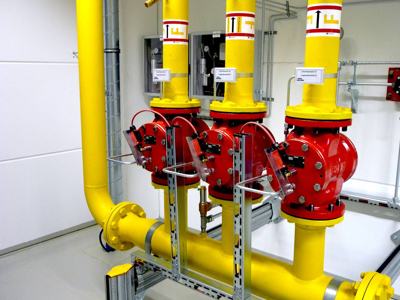 Gas pipes installed in an indoor space