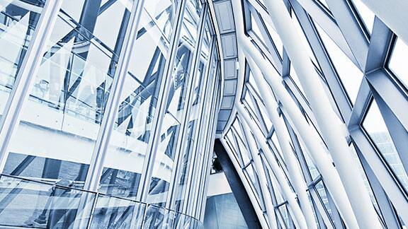 Building lobby with modern architectural design