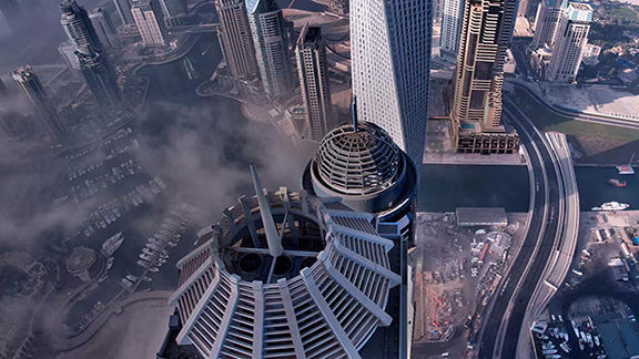 Aerial view of Dubai's skyline