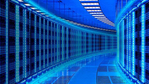 Racks of servers in a data center