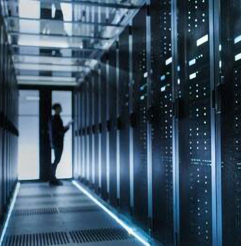 Engineer standing in data center