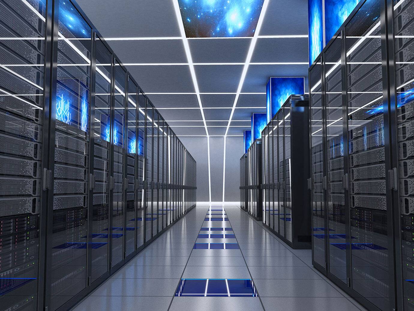 Server racks inside a data center