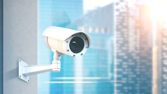 Video surveillance camera installed in a building