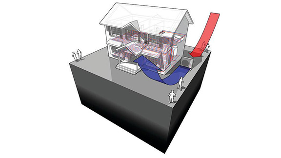 Infographic suggesting heat pumps with air as a heat source