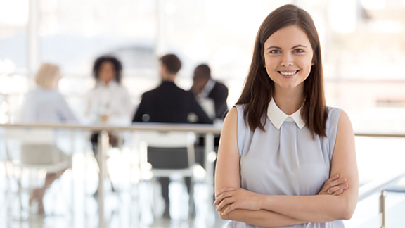Girl standing with folded hands