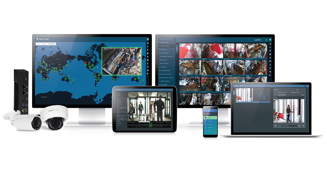Group of devices displaying the Cloudvue app