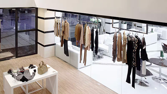Interior view of a clothing store