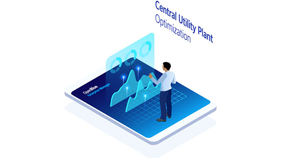 Vector image depicting Central Utility Plant Optimization solution provided by Enterprise Manager