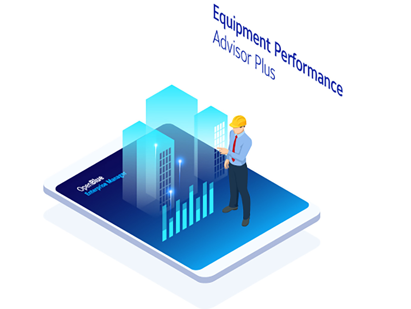 Vector image depicting Equipment Performance Advisor Plus solution provided by Enterprise Manager
